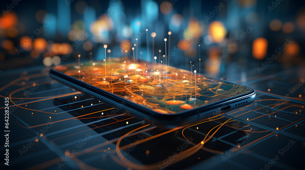 there is a cell phone with a circuit on it Generative AI