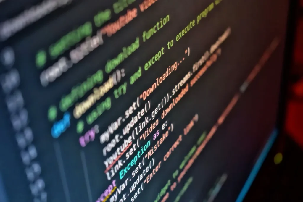 Source code on a screen being reviewed in context
